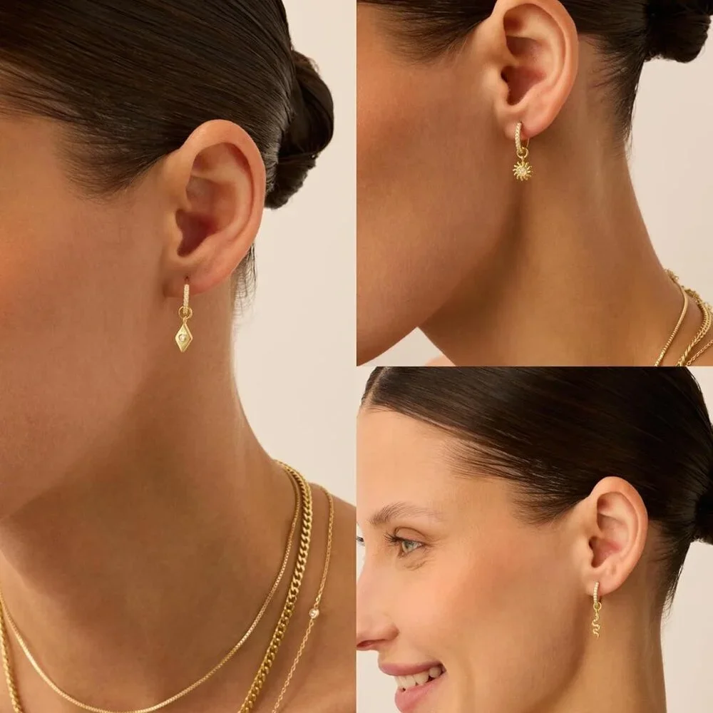 18K Gold Plated Huggie Earrings and Charm Set for Women | Mix and Match Earring